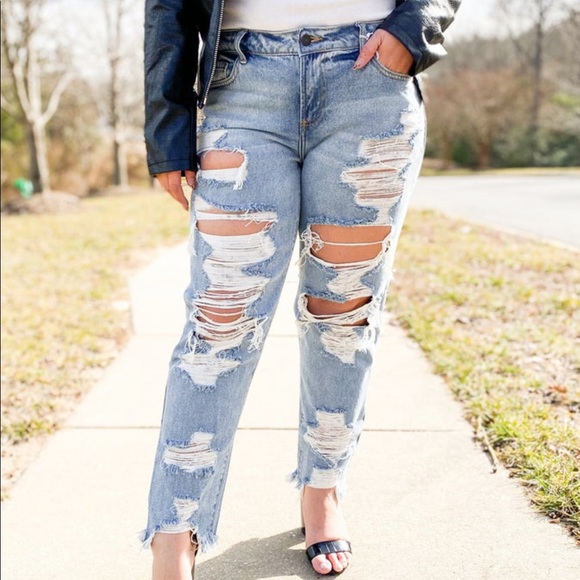 🔥 Cello Destroyed 100% Cotton Jeans HOT 🔥Boyfriend Girlfriend Straight leg - Picture 8 of 11